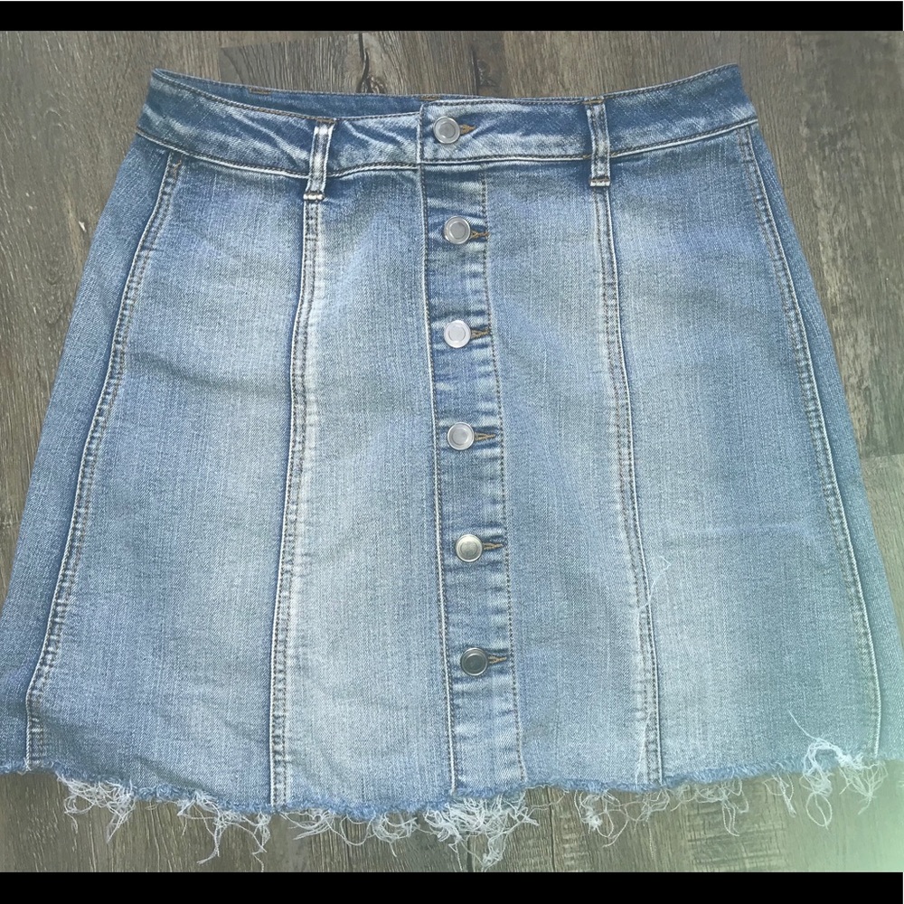 Faded glory distressed denim mini skirt